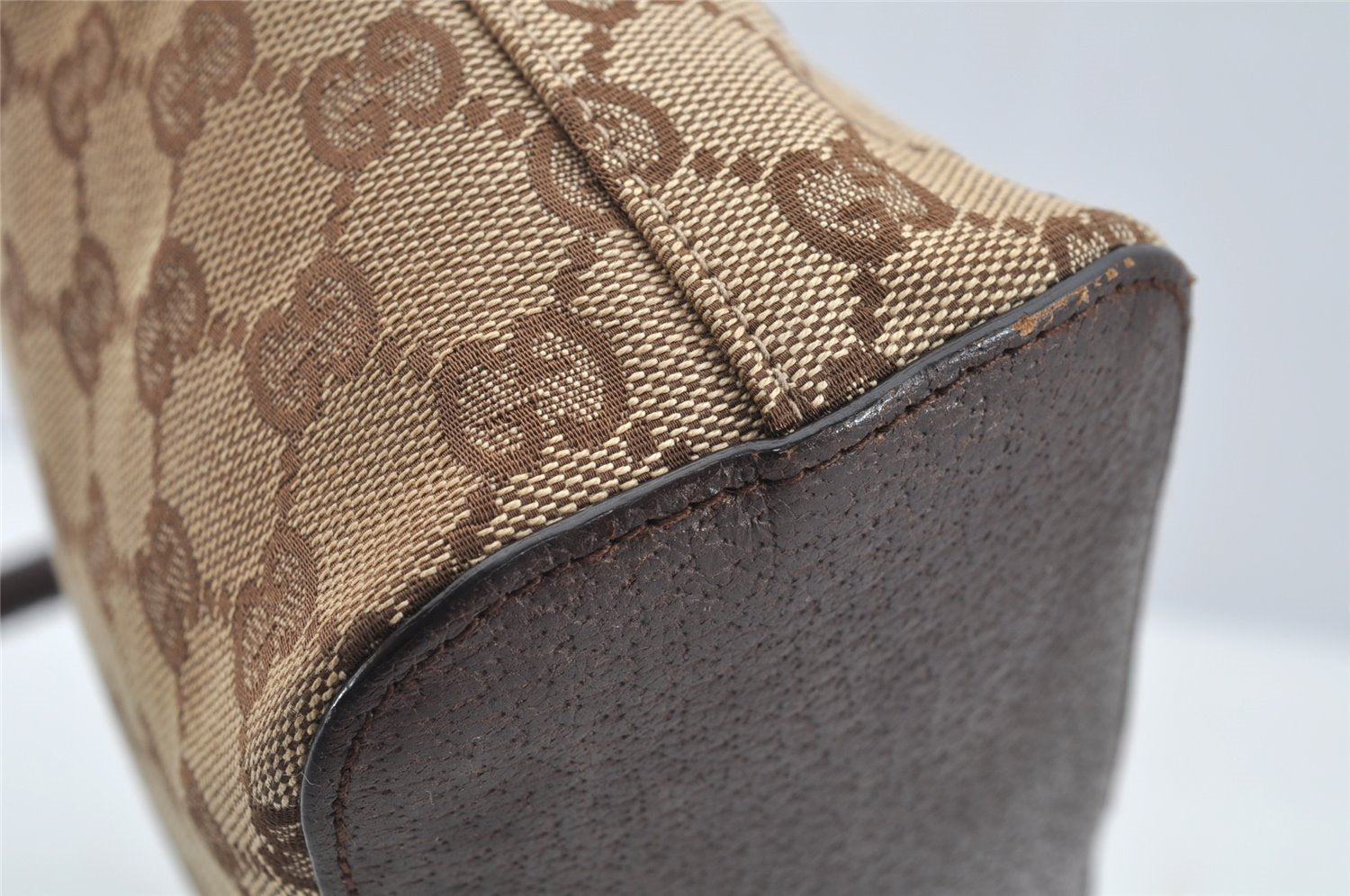 Authentic GUCCI Shoulder Hand Bag Purse GG Canvas Leather 115002 Brown 2186I