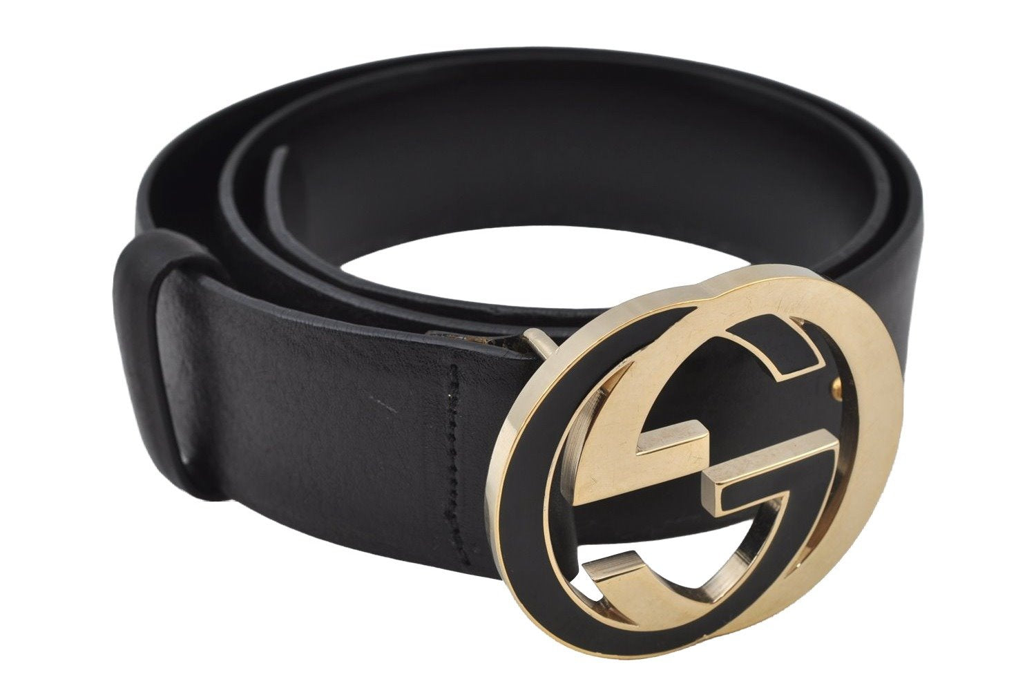 Authentic GUCCI Interlocking G Belt Leather 30.5-32.5