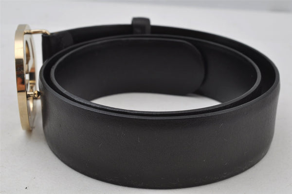 Authentic GUCCI Interlocking G Belt Leather 30.5-32.5" 132203 Black 2186J