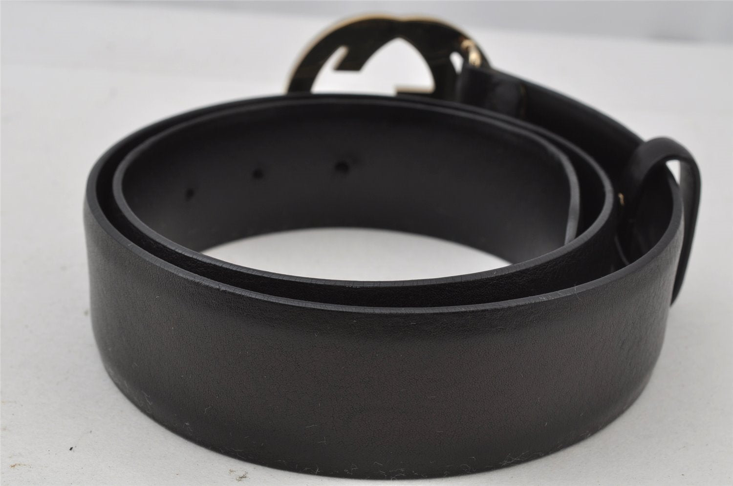 Authentic GUCCI Interlocking G Belt Leather 30.5-32.5