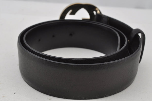 Authentic GUCCI Interlocking G Belt Leather 30.5-32.5" 132203 Black 2186J