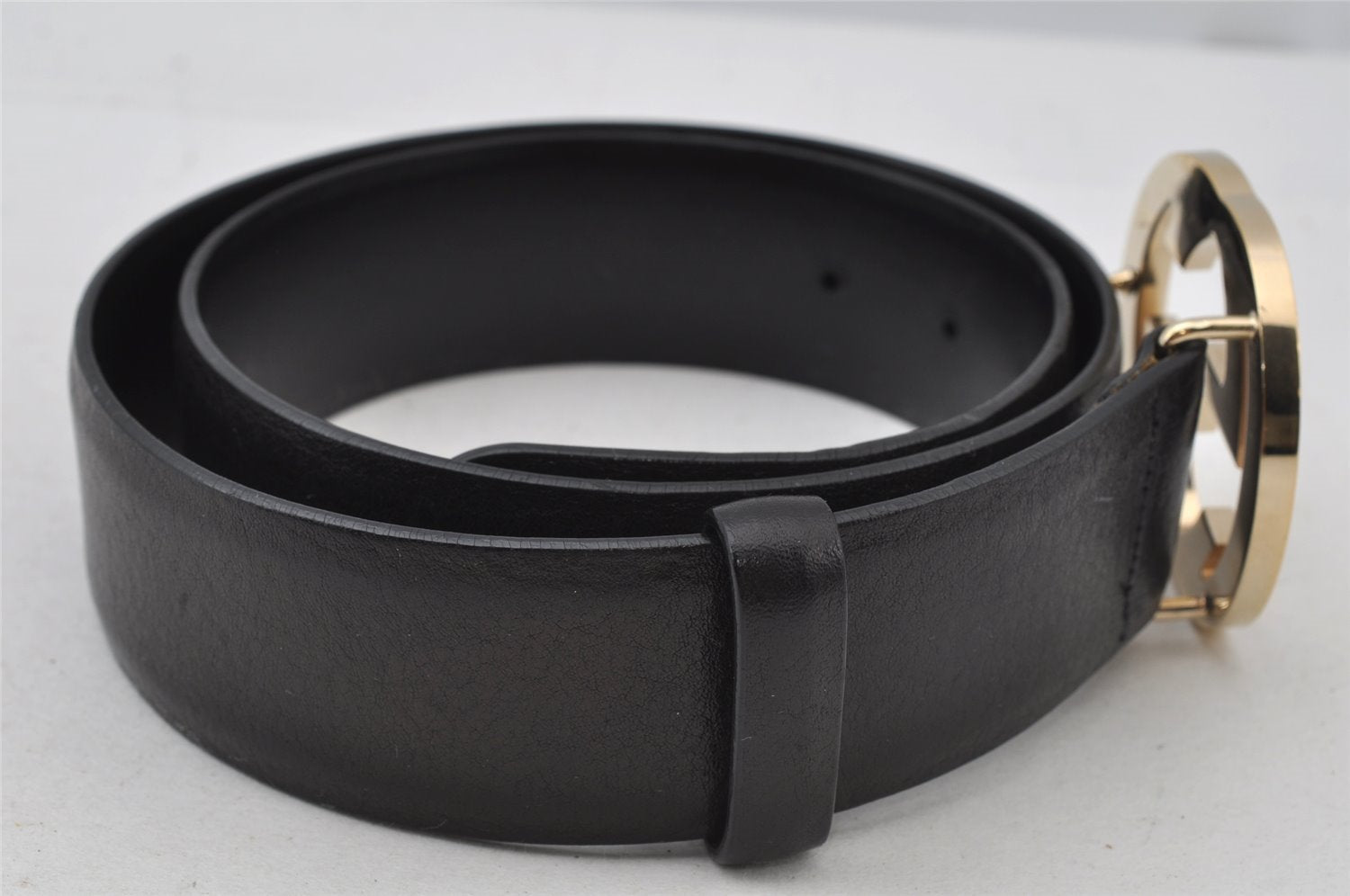 Authentic GUCCI Interlocking G Belt Leather 30.5-32.5