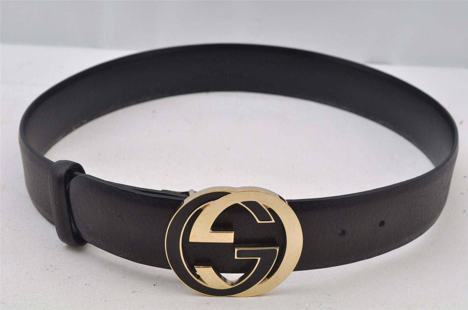 Authentic GUCCI Interlocking G Belt Leather 30.5-32.5