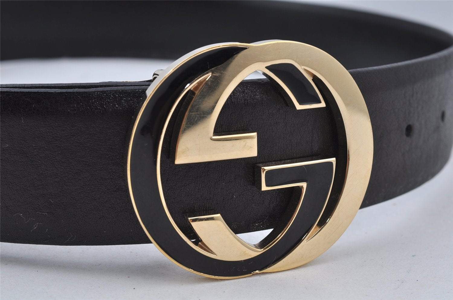 Authentic GUCCI Interlocking G Belt Leather 30.5-32.5