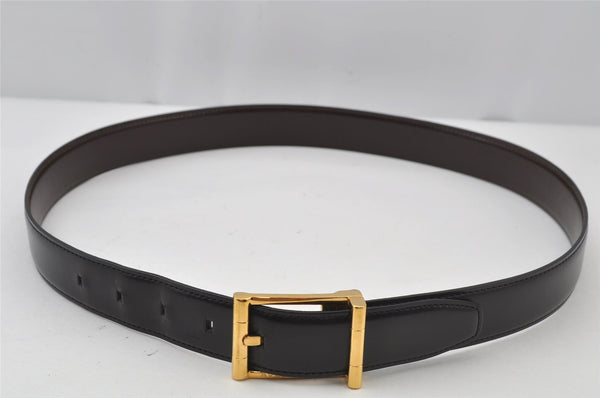 Authentic BVLGARI Reversible Belt Leather 80-90cm 31.5-35.4" Black Brown 2188J