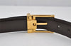 Authentic BVLGARI Reversible Belt Leather 80-90cm 31.5-35.4" Black Brown 2188J