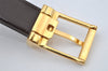 Authentic BVLGARI Reversible Belt Leather 80-90cm 31.5-35.4" Black Brown 2188J