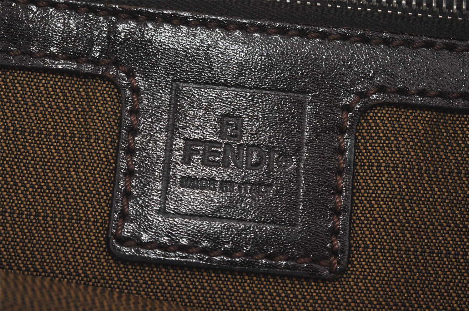 Authentic FENDI Zucca Mamma Baguette Shoulder Bag Canvas Leather Brown 2190I
