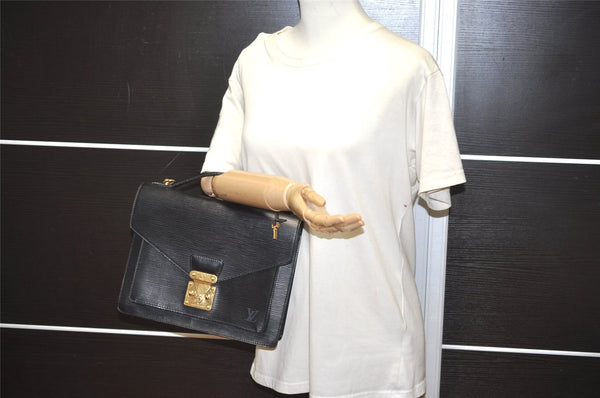 Authentic Louis Vuitton Epi Monceau 2Way Shoulder Hand Bag Black M52122 LV 2193I