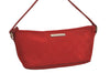 Authentic GUCCI Vintage Hand Bag Pouch Purse GG Canvas Leather 0391103 Red 2193J