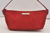 Authentic GUCCI Vintage Hand Bag Pouch Purse GG Canvas Leather 0391103 Red 2193J