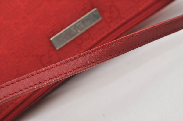 Authentic GUCCI Vintage Hand Bag Pouch Purse GG Canvas Leather 0391103 Red 2193J