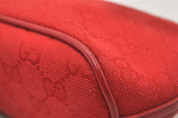 Authentic GUCCI Vintage Hand Bag Pouch Purse GG Canvas Leather 0391103 Red 2193J