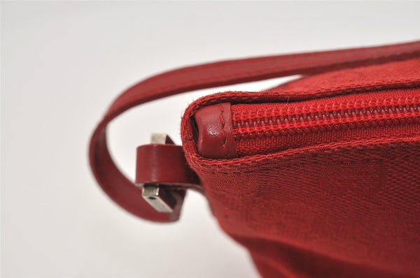 Authentic GUCCI Vintage Hand Bag Pouch Purse GG Canvas Leather 0391103 Red 2193J