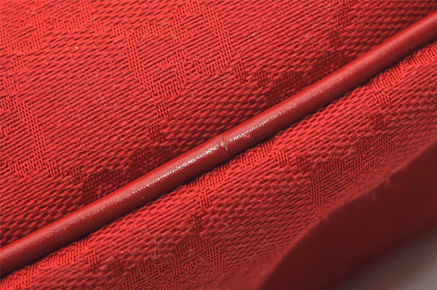 Authentic GUCCI Vintage Hand Bag Pouch Purse GG Canvas Leather 0391103 Red 2193J