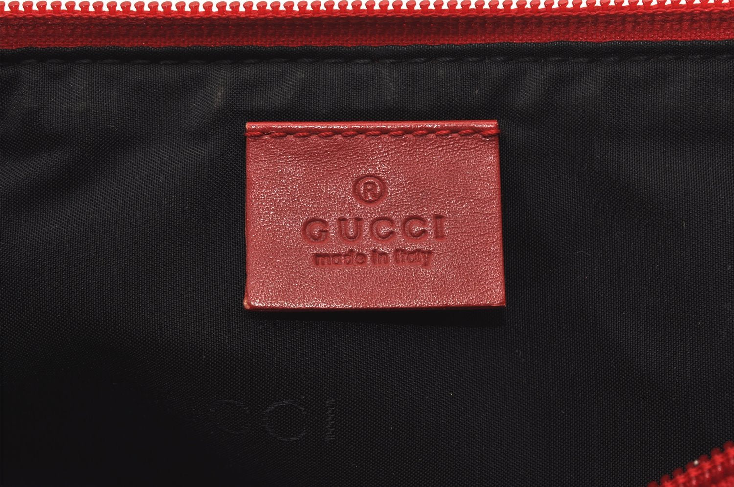 Authentic GUCCI Vintage Hand Bag Pouch Purse GG Canvas Leather 0391103 Red 2193J