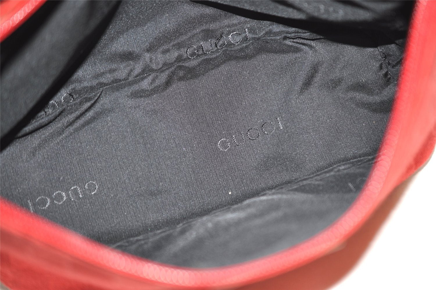 Authentic GUCCI Vintage Hand Bag Pouch Purse GG Canvas Leather 0391103 Red 2193J