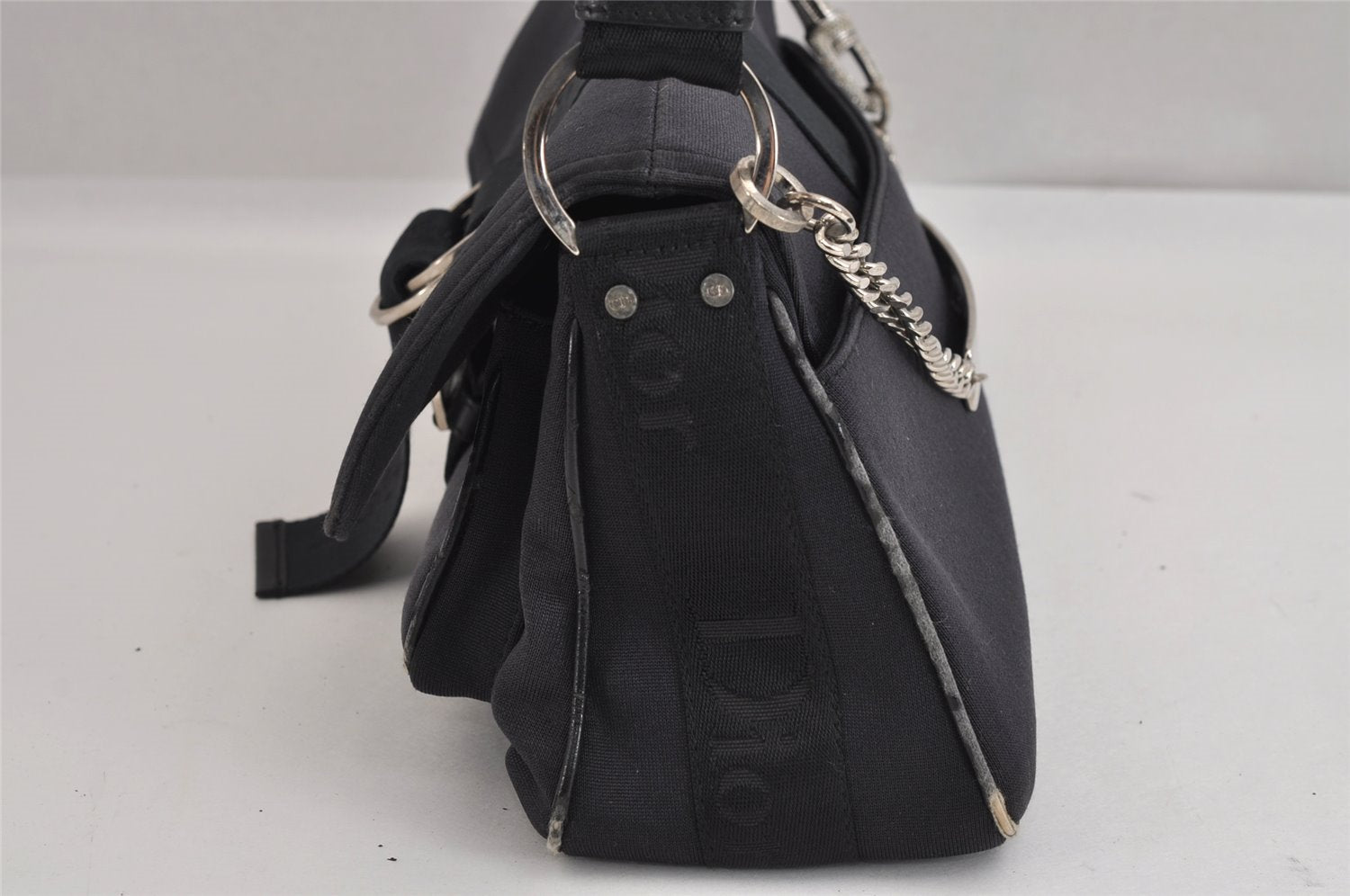 Authentic Christian Dior Hardcore 2Way Hand Bag Canvas Leather Black CD 2194J