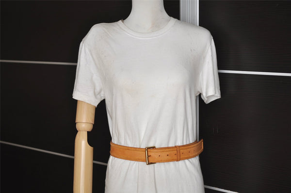 Authentic Louis Vuitton Vintage Leather Belt Size 90cm 35.4" Beige LV 2197J