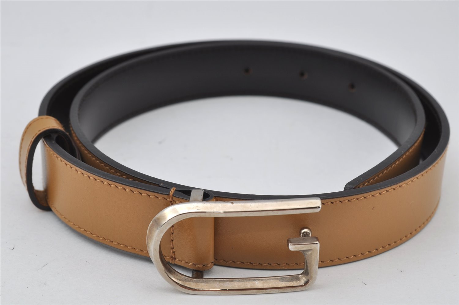 Authentic GUCCI Vintage Belt Leather Size 70cm 27.6inches Brown 2199J