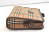 Authentic Burberrys Nova Check Clutch Hand Bag Purse Canvas Leather Beige 2199K