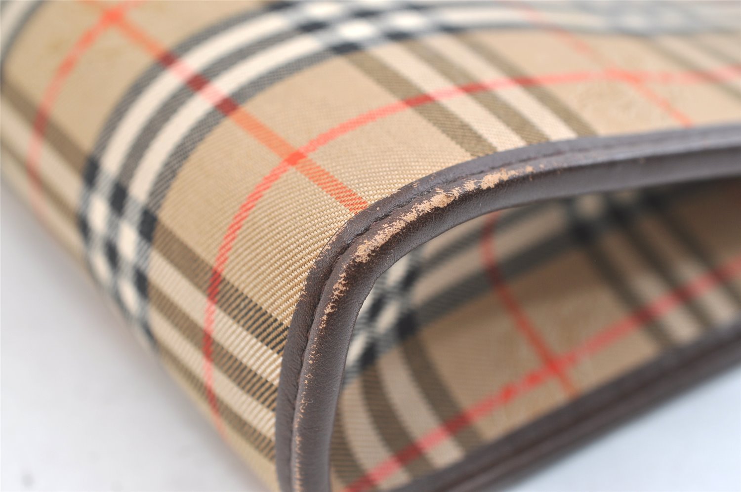 Authentic Burberrys Nova Check Clutch Hand Bag Purse Canvas Leather Beige 2199K