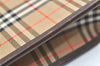 Authentic Burberrys Nova Check Clutch Hand Bag Purse Canvas Leather Beige 2199K