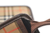 Authentic Burberrys Nova Check Clutch Hand Bag Purse Canvas Leather Beige 2199K