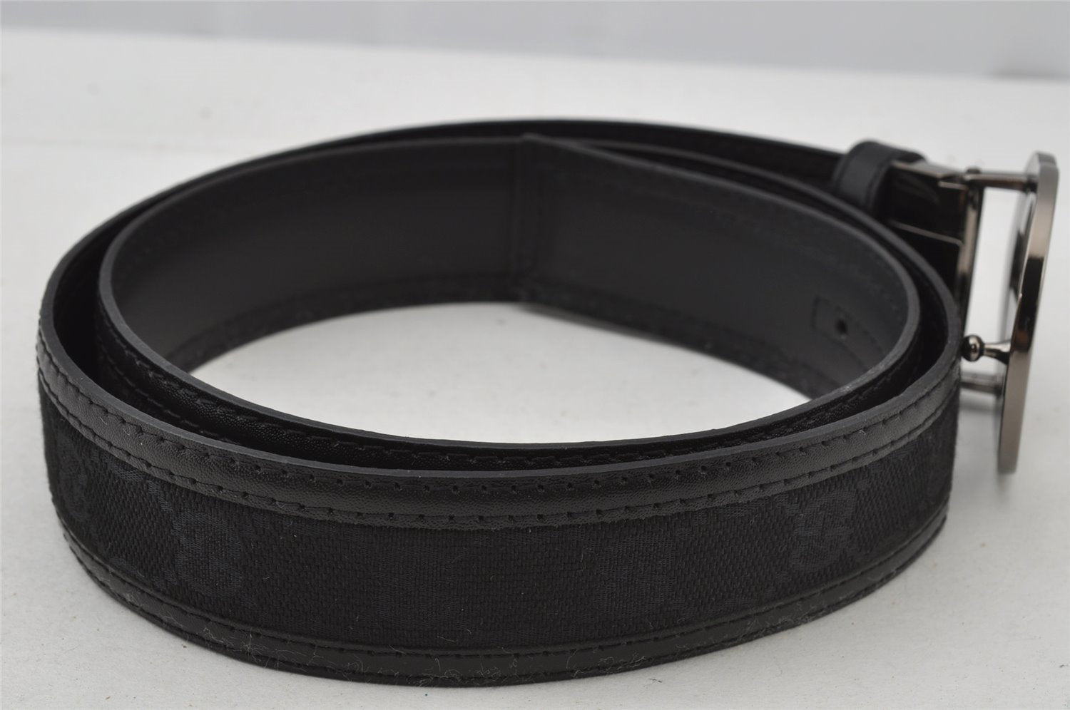 Authentic GUCCI Belt GG Canvas Leather 80-92cm 31.5-36.2