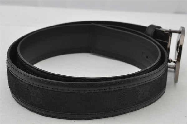 Authentic GUCCI Belt GG Canvas Leather 80-92cm 31.5-36.2" 121282 Black 2200J