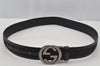 Authentic GUCCI Belt GG Canvas Leather 80-92cm 31.5-36.2" 121282 Black 2200J