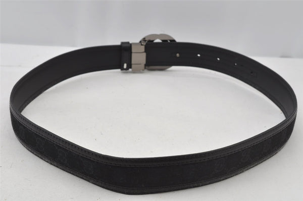 Authentic GUCCI Belt GG Canvas Leather 80-92cm 31.5-36.2" 121282 Black 2200J