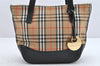 Authentic BURBERRY Vintage Nova Check Canvas Leather Tote Hand Bag Beige 2200K
