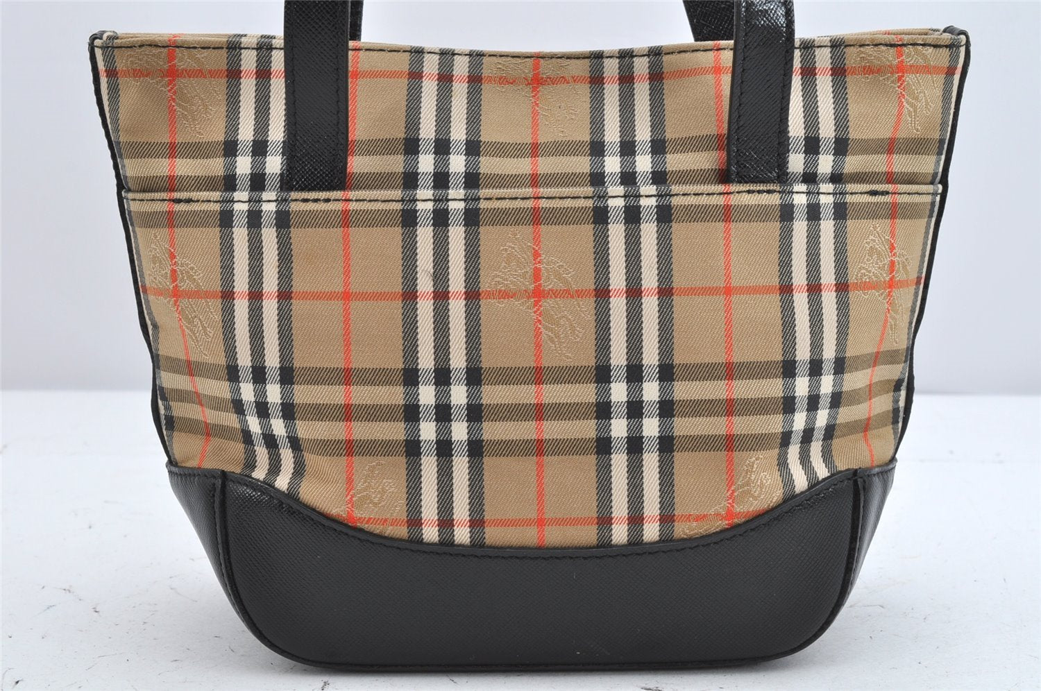 Authentic BURBERRY Vintage Nova Check Canvas Leather Tote Hand Bag Beige 2200K