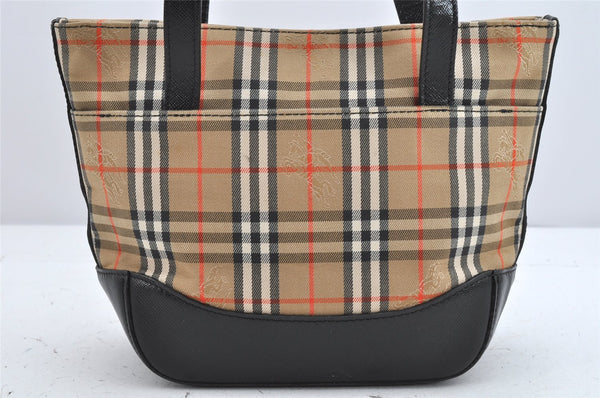 Authentic BURBERRY Vintage Nova Check Canvas Leather Tote Hand Bag Beige 2200K