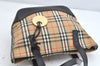 Authentic BURBERRY Vintage Nova Check Canvas Leather Tote Hand Bag Beige 2200K