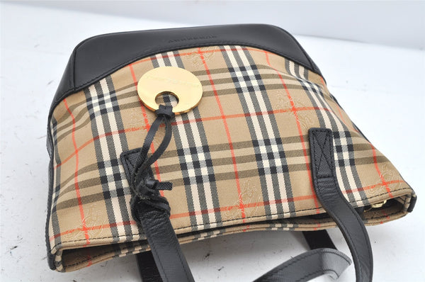 Authentic BURBERRY Vintage Nova Check Canvas Leather Tote Hand Bag Beige 2200K