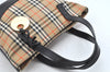 Authentic BURBERRY Vintage Nova Check Canvas Leather Tote Hand Bag Beige 2200K