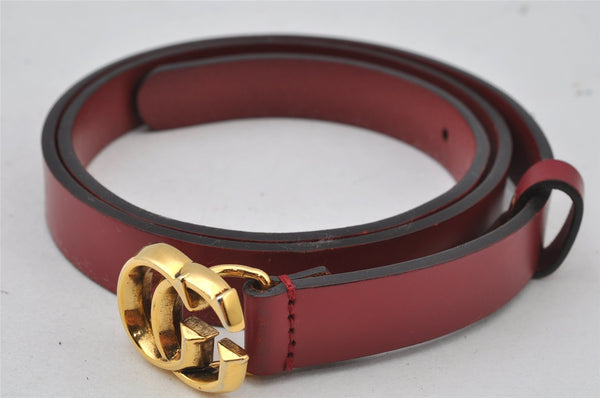 Authentic GUCCI Double G Vintage Belt Leather 80cm 31.5" 282332 Red 2201J