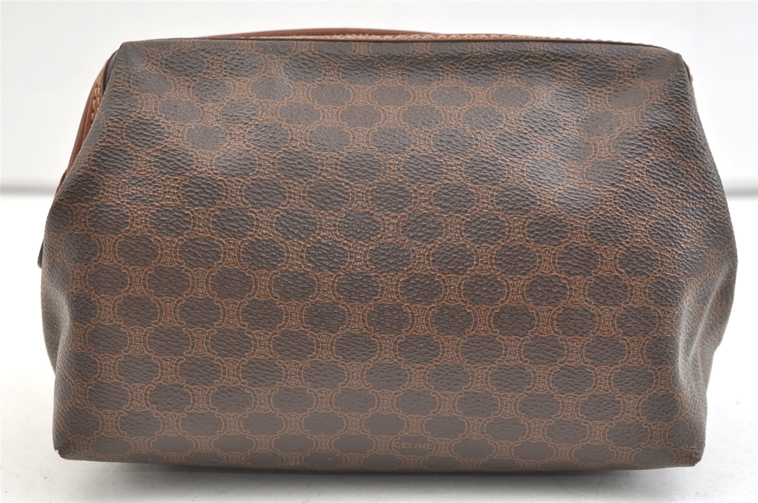 Authentic CELINE Macadam Blason Pattern Clutch Hand Bag PVC Leather Brown 2201K