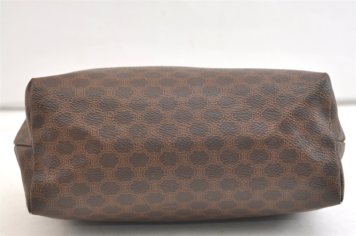 Authentic CELINE Macadam Blason Pattern Clutch Hand Bag PVC Leather Brown 2201K