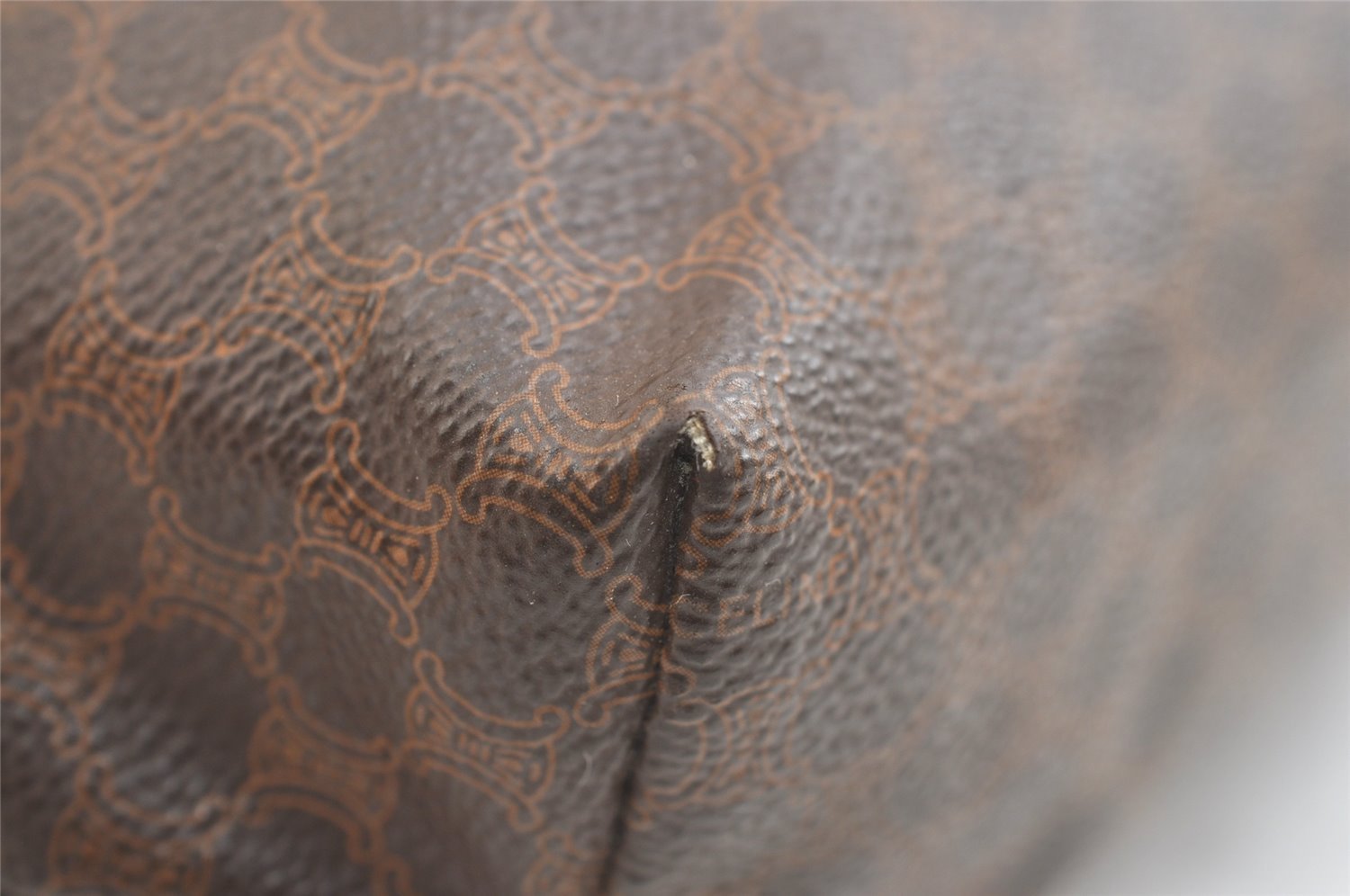 Authentic CELINE Macadam Blason Pattern Clutch Hand Bag PVC Leather Brown 2201K