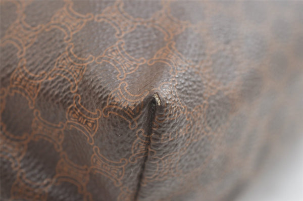 Authentic CELINE Macadam Blason Pattern Clutch Hand Bag PVC Leather Brown 2201K