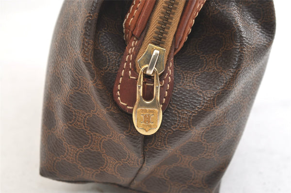 Authentic CELINE Macadam Blason Pattern Clutch Hand Bag PVC Leather Brown 2201K