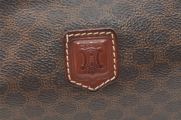Authentic CELINE Macadam Blason Pattern Clutch Hand Bag PVC Leather Brown 2201K