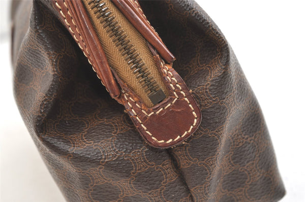 Authentic CELINE Macadam Blason Pattern Clutch Hand Bag PVC Leather Brown 2201K