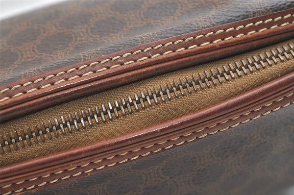Authentic CELINE Macadam Blason Pattern Clutch Hand Bag PVC Leather Brown 2201K