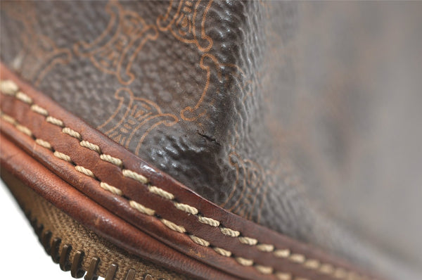 Authentic CELINE Macadam Blason Pattern Clutch Hand Bag PVC Leather Brown 2201K