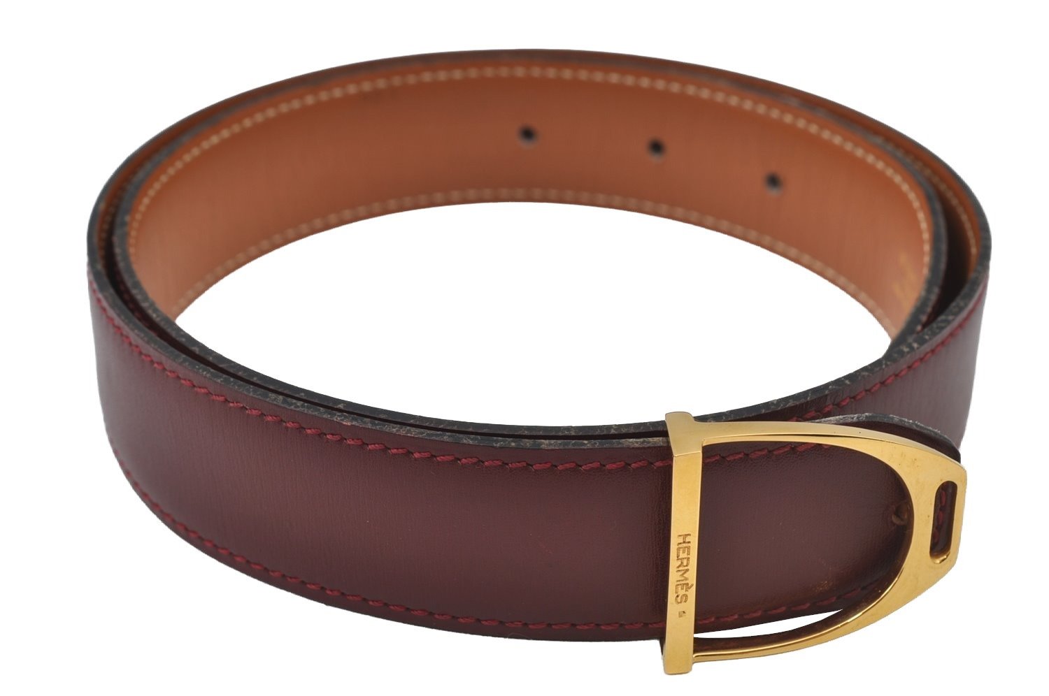 Authentic HERMES Etrier Leather Belt Size 70cm 27.6