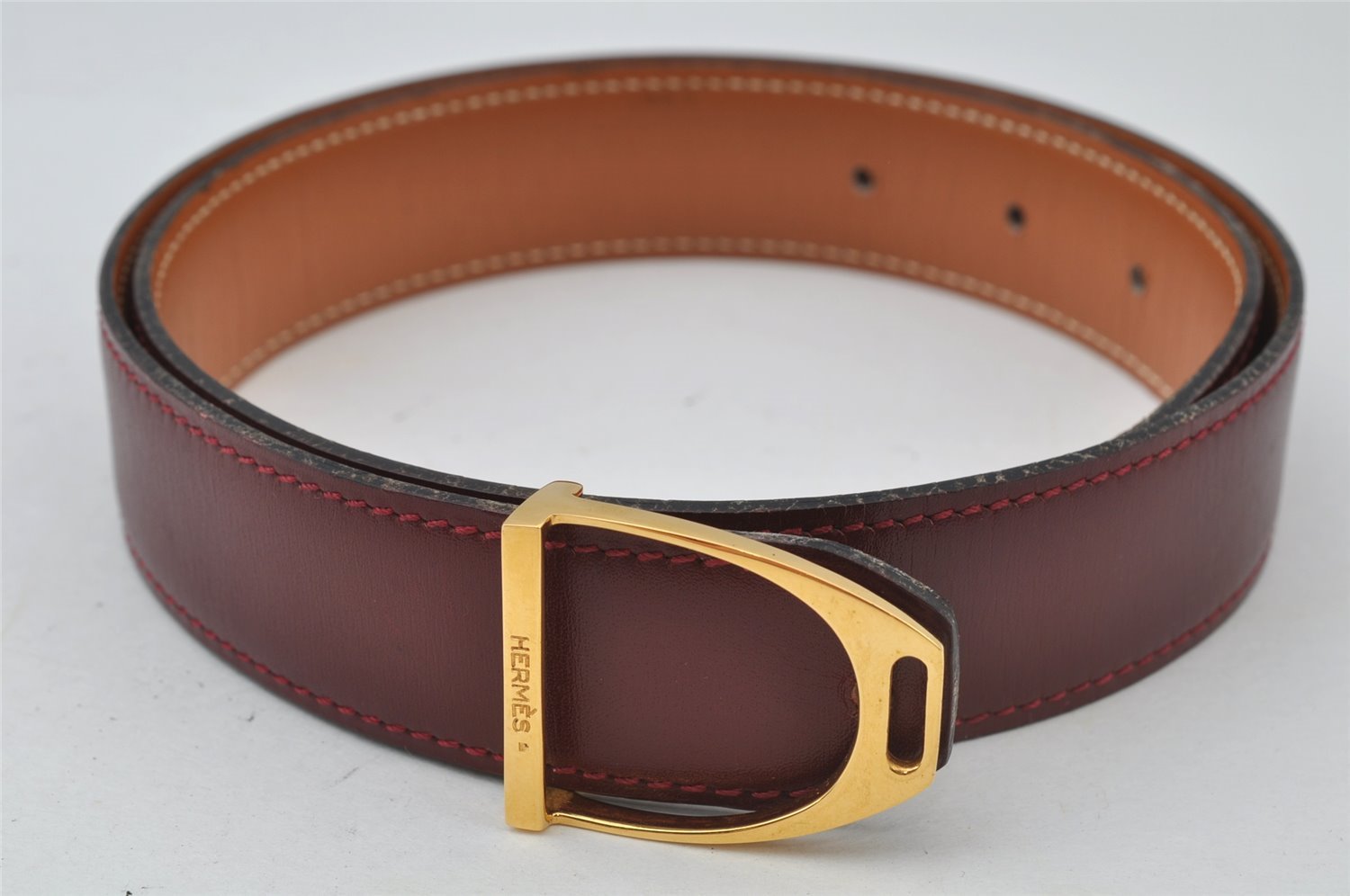 Authentic HERMES Etrier Leather Belt Size 70cm 27.6